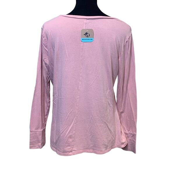 Hand Printed Upcycled Large Fall Leaves Floral Harvest Bouquet Long Sleeve Tee - Picture 3 of 3